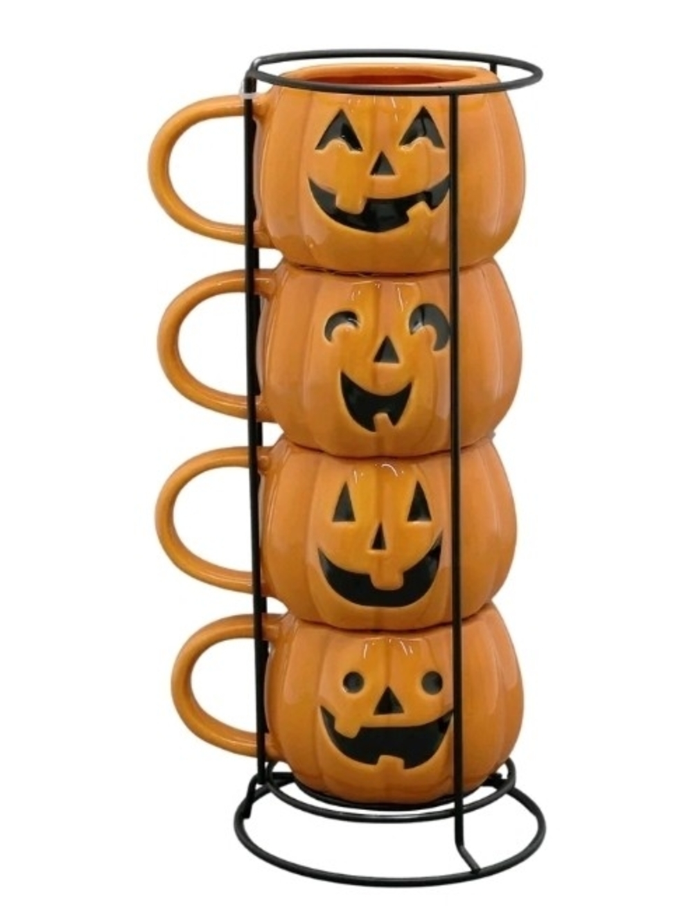 Halloween Pumpkin Stack Ceramic Mug Set - Fall Thanksgiving - NIB